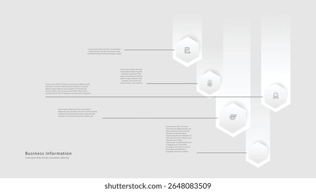 5 Step Business Infographic Template. Banner Presentation With 5 option hexagon model. 