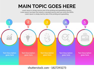 5 Step Business Inforgraphics slider. Vector Chart 