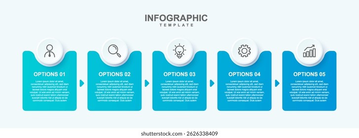 5 Step Business Strategy Infographic with Process Flow and Key Icons