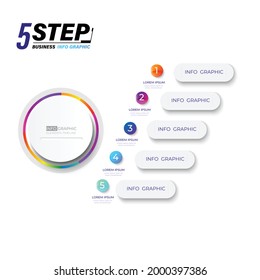 5 step Circle chart origami paper color in Vector infographic template for diagram presentation, chart, business concept with 2-3step and elements options