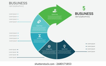 Seta circular de 5 passos Business Infographic Template Design