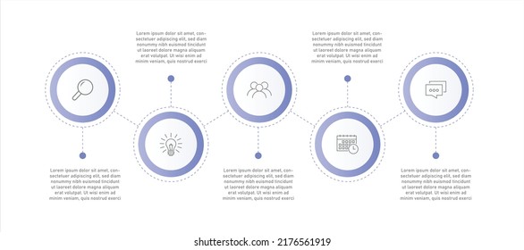 Diseño de infografía circular de 5 pasos. Diseño infográfico moderno con elementos formales. Infografía circular moderna, Banner, Template, volante EPS 10.