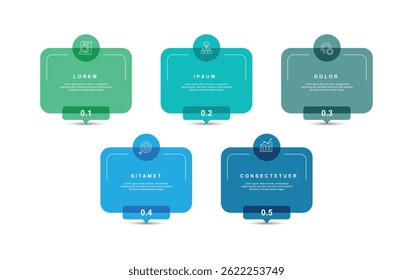 5 step columns infographic template vector suitable for business information and web presentation