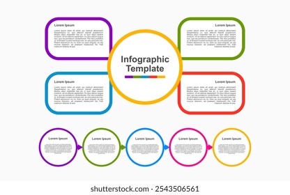 5 step element infographic template with white and colorful background.