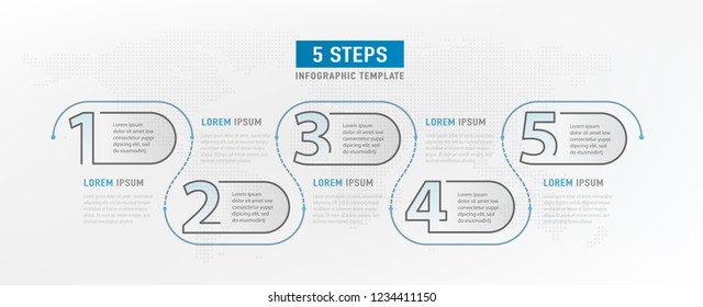 5 step elements. Workflow graphic design. Infograph timeline, strategy work diagram. Infographic template. Vector illustration