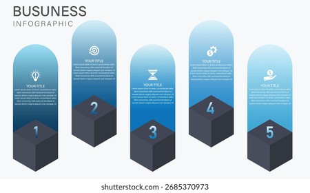 Diseño de Plantilla de infografía de negocios de gradiente de 5 pasos