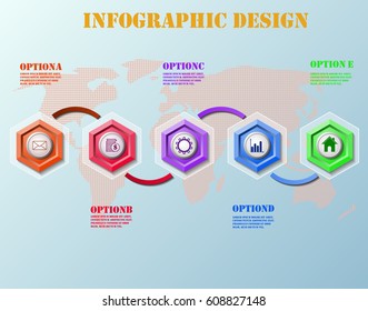 5 step hexagon infographic design