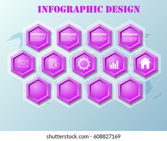 5 step hexagon infographic design