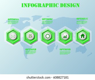5 step hexagon infographic design