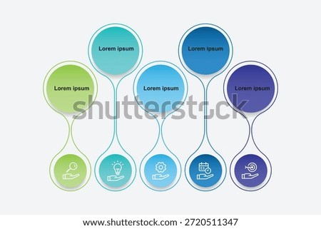 5 step horizontal infographic template vector element with icons suitable for business information, workflow layout, graphic presentation