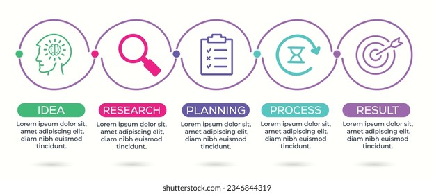 5 step infographic with business icons. Modern infographic element design 