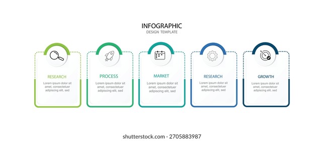 5 step infographic design template, business infographic, vector illustration.