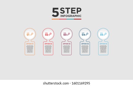 5 step infographic element. Business concept with five options and number, steps or processes. data visualization. Vector illustration.