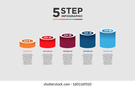 5 step infographic element. Business concept with five options and number, steps or processes. data visualization. Vector illustration.