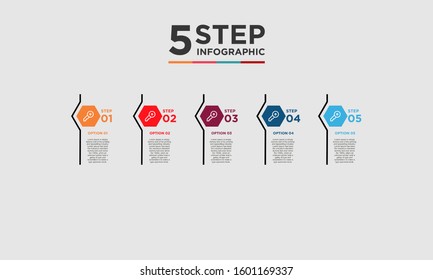5 step infographic element. Business concept with five options and number, steps or processes. data visualization. Vector illustration.
