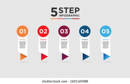 5 step infographic element. Business concept with five options and number, steps or processes. data visualization. Vector illustration.