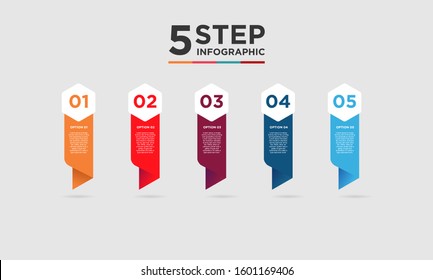 5 step infographic element. Business concept with five options and number, steps or processes. data visualization. Vector illustration.