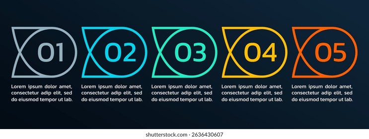 5 step infographic with five numbers. Timeline, business process, presentation, progress info graphic design template. Vector illustration.