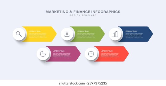 5 Step Infographic label design. Vector template with line icons.