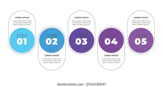 5 Paso infografía Plantilla de Vector moderno con procesos. Se puede utilizar para el diagrama de proceso, presentaciones, diseño de flujo de trabajo, Anuncio, diagrama de flujo, gráfico de información.
