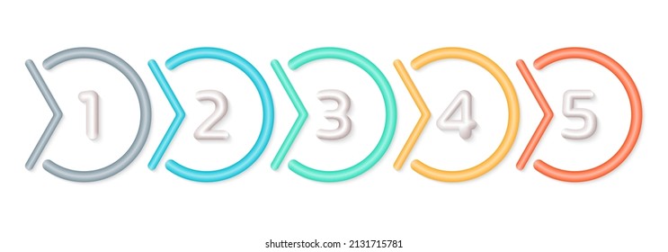 5 step infographic template with 3d elements. Business process, presentation design with numbers. Vector illustration.