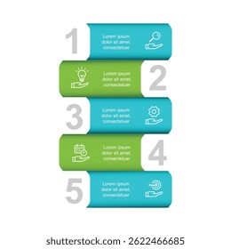 5 step infographic template. Banner template presentation with paper style. vector Illustration suitable for business information and web graphic design.