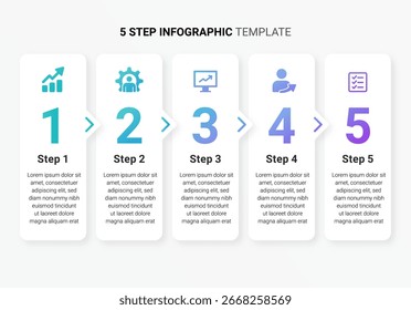 5 Step Infographic Template Design for Business Timeline, Workflow, and Presentation
