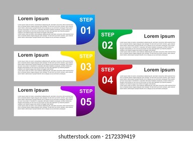 5 step infographic template with full color. designs for banners, presentations and more.