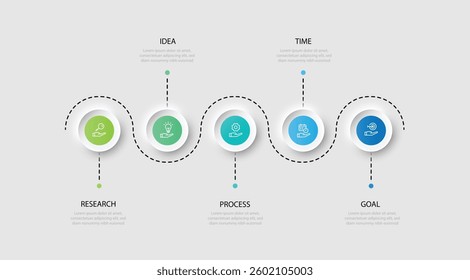 5 step infographic template with icons suitable for business information and web presentation 
