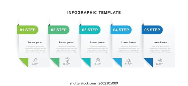 5 step infographic template with icons suitable for business information and web presentation 
