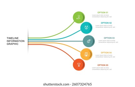 5 step infographic template. Timeline process with five line and circles.