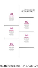 5 Step infographic vector template with 5 options, ocncepts or steps. Can be used for workflow layout, diagram, banner, webdesign. Vector illustration