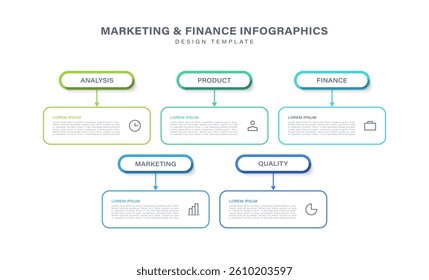 5 step infographics design template with icons and text