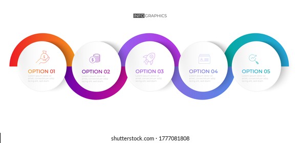 5 step minimal circle chart origami paper color info-graphic template for diagram presentation chart
and business concept with 5 element options
