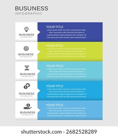 5 Step Modern Flat Business Infographic Template with Icons