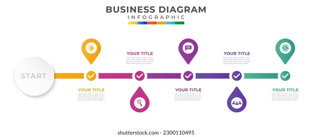 5 Step Modern Timeline diagram roadmap with circle topic chart and modern business icons
