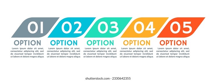 5 step, option info graphic. Process diagram. Business presentation, timeline infographic template. Vector illustration.