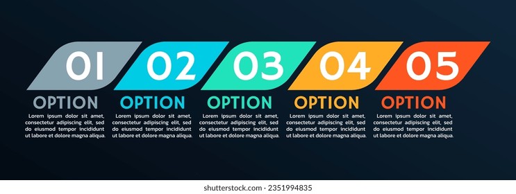 5 step, option info graphic. Process diagram. Business presentation, timeline infographic template. Vector illustration.