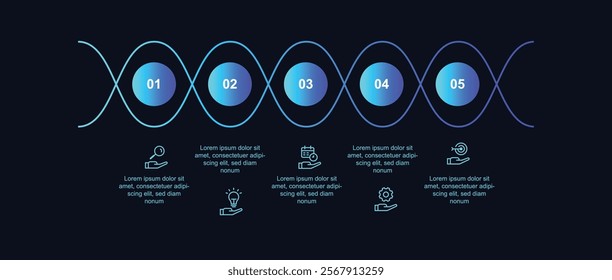 5 step point infographic template vector. Vector line connected with circle and colorful style suitable for business information and web presentation 