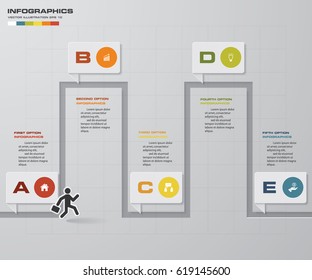 5 step presentation template. Timeline template. Step by step idea. Vector.