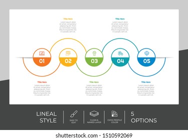 5 Step or Process Infographic With Circle Layout and Chart Design
