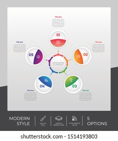 5 Step or Process Infographic With Circle Layout and Chart Design