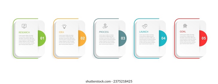 5 step process infographic template vector element with icons business 