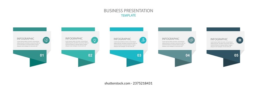 5 step process infographic template vector element with icons business 