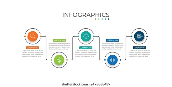 5 step process infographic template vector element