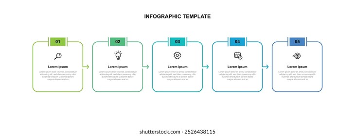 5 step process infographic template vector element with icons suitable for business information and web presentation