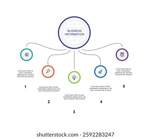 5 step process infographic template with icons can be used for workflow, business presentation and web graphic design 