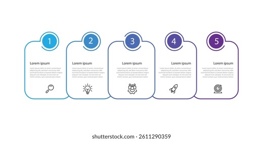 5 step process infographic template vector element. Design banner infographic with icons can be used for workflow, business information, presentation.