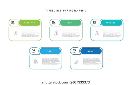 5 step table infographic template with icons suitable for business information, presentation, workflow