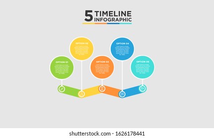5 step timeline infographic element. Business concept with five options and number, steps or processes. data visualization. Vector illustration.